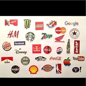 Name brand stickers and logos lot